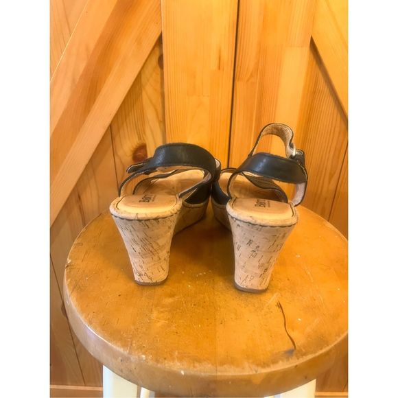 Born Leather Ankle Strap Wedge Open Toe Sandal Women's Size 7 - Picture 4 of 6